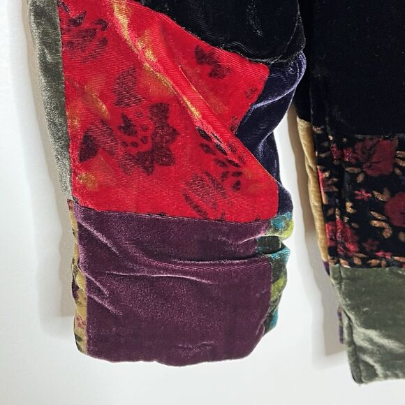 Patchwork Velvet Blazer Jacket Womens Size M Y2K Boho Colorful Artsy Whimsigoth - Picture 6 of 9